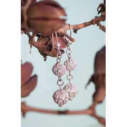 Gonasika Silver Linings Ball Silver Filigree Handmade Dangle Earrings