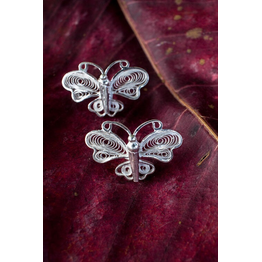 Gonasika Silver Linings Butterfly Silver Filigree Handmade Studs Earrings