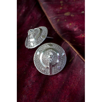 Gonasika Silver Linings Cone Silver Filigree Handmade Studs Earrings