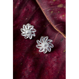 Gonasika Silver Linings Chakri Silver Filigree Handmade Studs Earrings