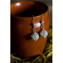 Gonasika Silver Linings Bead Silver Filigree Handmade Dangle Earrings