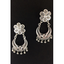 Gonasika Silver Linings Chandbali Silver Filigree Earrings