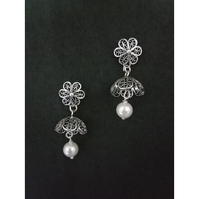 Gonasika Jhumka Silver Pearl