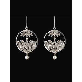 Gonasika Lotus Pearl Circular Earrings