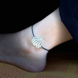 Gonasika Charlotte Silver Black Thread Anklet