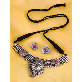 Gonasika Oxidised Silver Shankh Design Jewellery Set for Women