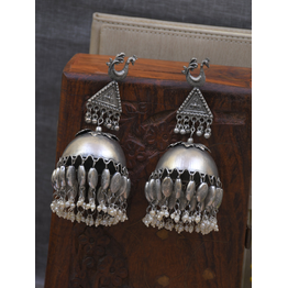 Gonasika Jhanak Banjara Jhumka- Oxidised Silver Boho Big Size Jhumka Earrings for Women