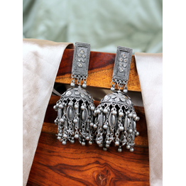 Gonasika Unique & Trendy Banjara Jhumkas - Oxidised Silver Jewellery for Girls & Women