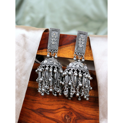 Gonasika Unique & Trendy Banjara Jhumkas - Oxidised Silver Jewellery for Girls & Women