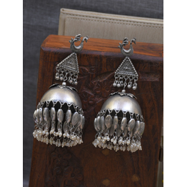 Gonasika Fashionable Oxidised Silver Pakistani Jhumka Earrings for Everyday Wear