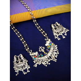 Gonasika Traditional Oxidised Silver Goddess Temple Set