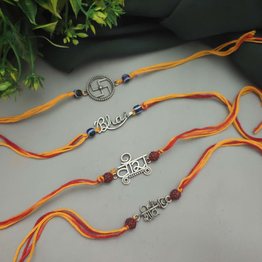 Gonasika Silver Lookalike Oxidized Rakhi set of 4 pc