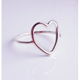 Heart Ring in Recycled Sterling Silver open Heart Shaped Heart Outline Ring