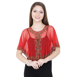 New Classy versatile fashionable Net Poncho/Shrug Style No. 1005 Free Size Hand Embroidery Style