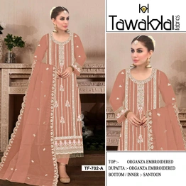 Design Number: 702 Fancy Ladies Organza Embroidery Suit