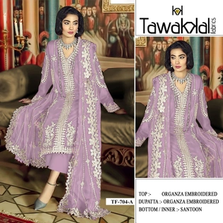 Design Number: 704 Fancy Ladies Organza Embroidery Suit