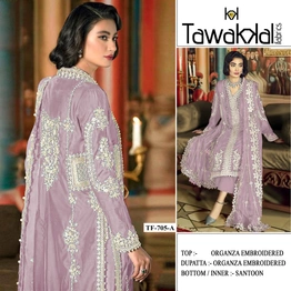 Design Number: 705 Fancy Ladies Organza Embroidery Suit