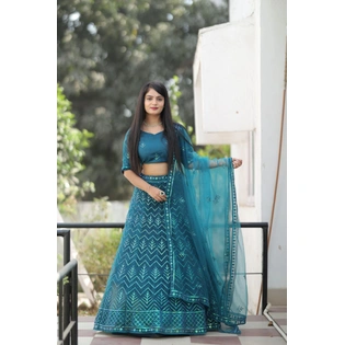 Women's Net Fabric Lehenga Choli With Dupatta