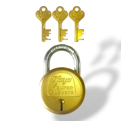 Koyo 65 mm 7 lever Brass Padlock with 3 brass keys