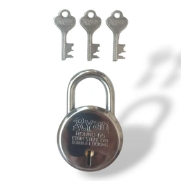 Ryan Round 65mm Steel Padlock - 7 Lever Security with 3 Keys