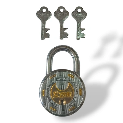 Ryan Active 65 mm Steel Padlock - 8 Lever Security with 3 Keys