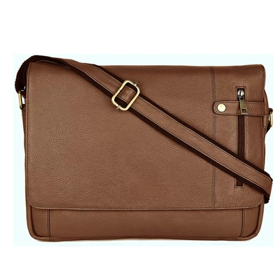 Elegance Brown buff Leather laptop Side Bag