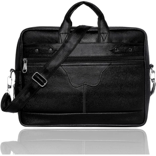 Eco-Friendly Black vegan Leather Laptop Messenger Bag Stylish & Sustainable for Professionals