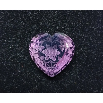 Fantasy Carving Pink Amethyst Gemstone, Clean Heart Shape Amethyst Loose Gemstone, Making Jewelry, Pendants, 33.5 ct. #S-1025