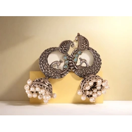 Gold-Silver Plated Contemporary Jhumkas Earrings