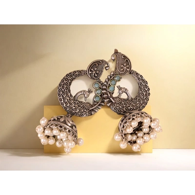 Gold-Silver Plated Contemporary Jhumkas Earrings