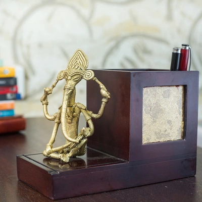 Ganpati Pen Stand Mango Wood