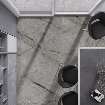 Asen Roma Grey Galvanized Vitrified Tile - Carving