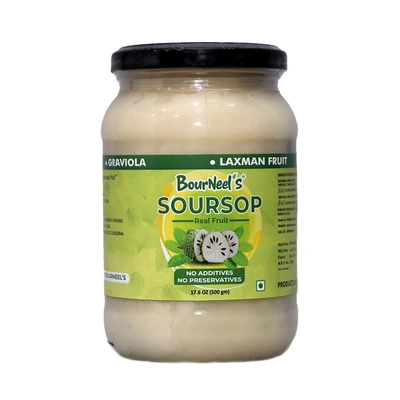 BourNeel's® Soursop Fruit Jar 500 gm Pack of 1 | No Preservatives | Immunity & Energy Booster | Organic Natural & Real Healthy Graviola Laxman Phal Fruit | High Vitamin C |