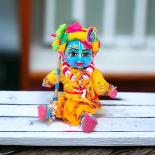 Exclusive Beautiful Handicraft 18in/46cm Baby Krishna Toy With Clothes, Fancy Krishna Dolls, Little Krishna Stand Or Sit both Position.