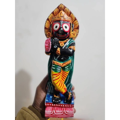 12inch/30cm Jagannath Krishna Murti ,two God in One Form Black Marble Dust Statue , Two in One God ,upper Face Jagannath Down Face Krishna.