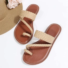 Chidambra Collections Braided Toe Ring Thong Flats Sandals for Women