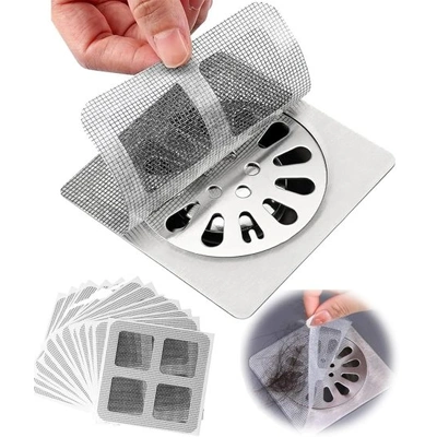 Disposable Shower Drain Hair Catcher Mesh Stickers, 20 Piece Set, for Bathroom, Laundry, Bathtub, Kitchen Sink, Kitchen Shower Drain Floor Sink Strainer Filter- ((Pack of 20 Piece))