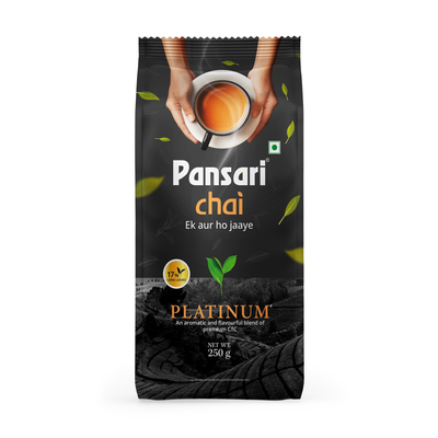 Pansari Platinum Premium CTC Chai with 17% Long Leaves Tea | Assam & Darjeeling Blend Tea | 250G Tea Pack | Bold, Rich Aroma for an Authentic Chai Experience | Assam Tea long leaf tea