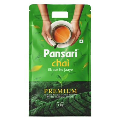 Pansari Premium Chai, 1kg | Ek Aur Ho Jaye! Strong & Aromatic Chai Patti for Traditional Indian Assam Chai | Premium Black Tea Leaves | CTC Tea | Tea Leaves in Fresh | Fresh From Assam Best Tea