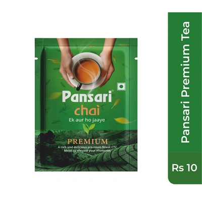 Pansari Premium Chai - 10 Rs Pack | Ek Aur Ho Jaye! Strong & Aromatic Chai Patti for Traditional Indian Assam Chai | Premium Black Tea Leaves | CTC Tea | Tea Leaves in Fresh | Fresh From Assam Best Tea