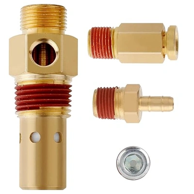 Hromee Air Compressor Replacement Components Brass 1/2 Inch MNPT Compressor in Tank Check Valve Kit with Three Different Unloader Tube Fittings