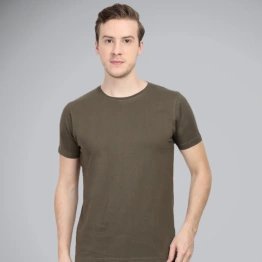 Olive Green Plain T-shirt For Men