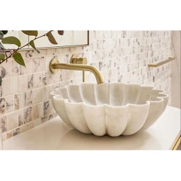 Flower Shaped Marble Bathroom Washbasin Sink, Bathroom Decoration Sink