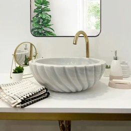 White Marble Sink,Handmade Marble Bathroom Vanity Sink, Marble Vessel Sink