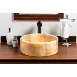 Honey Onyx Countertop Bathroom Washbasin Sink , Bathroom Vanity Basin Sink