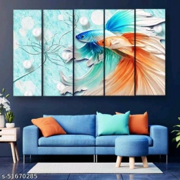 Subham Global Exports Colourful fish wall painting