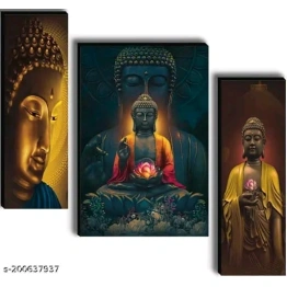 Subham Global Exports 3 Buddha with Golden aura