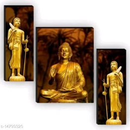 Subham Global Exports Golden buddha statue set of three