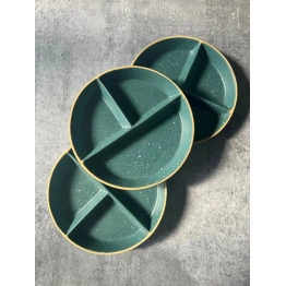 ceramic plate set with 3 compartments