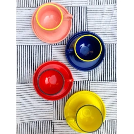 Ceramic saucer set of 4 different colours